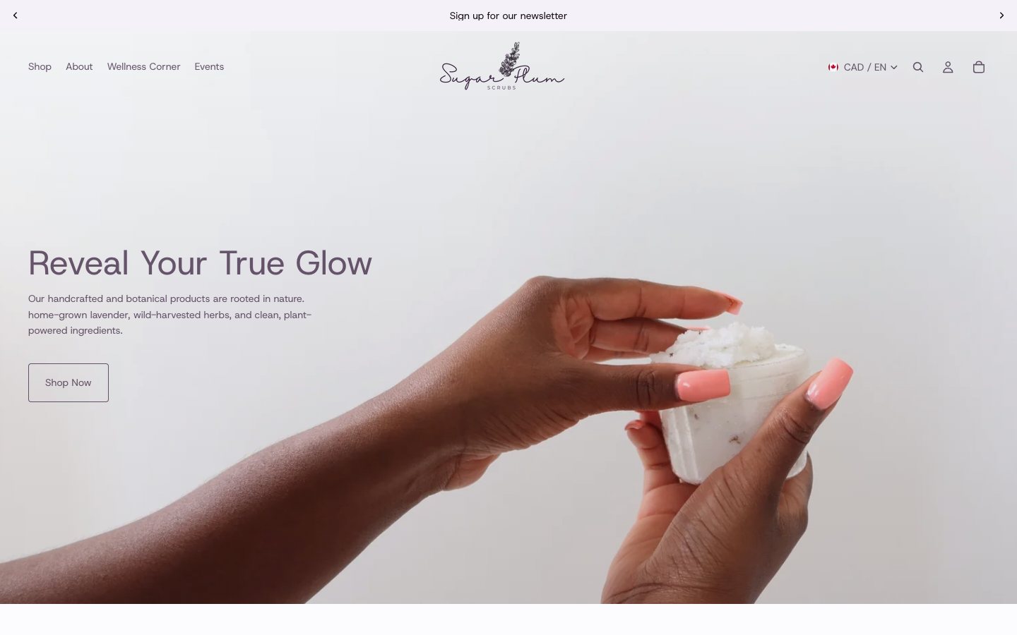 Sugar Plum Scrubs ecommerce website home page